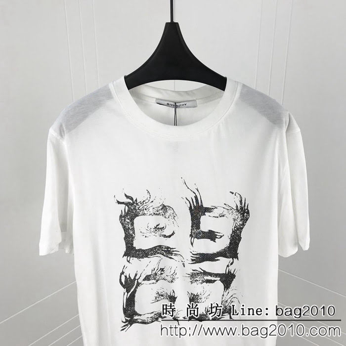 GVC紀梵希 19早春新款 火焰圖案 雙股絲光棉 男款短袖 ydi1539